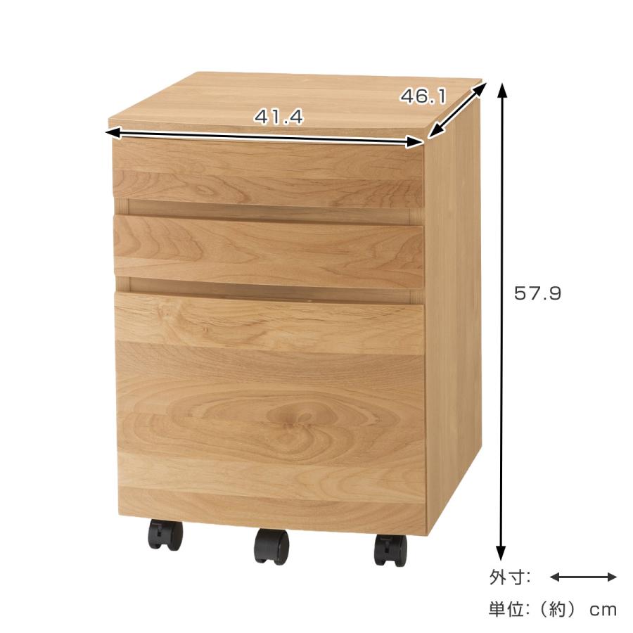 堀田木工所 デスクワゴン キャスター付 3段 アール （ ワゴン サイド