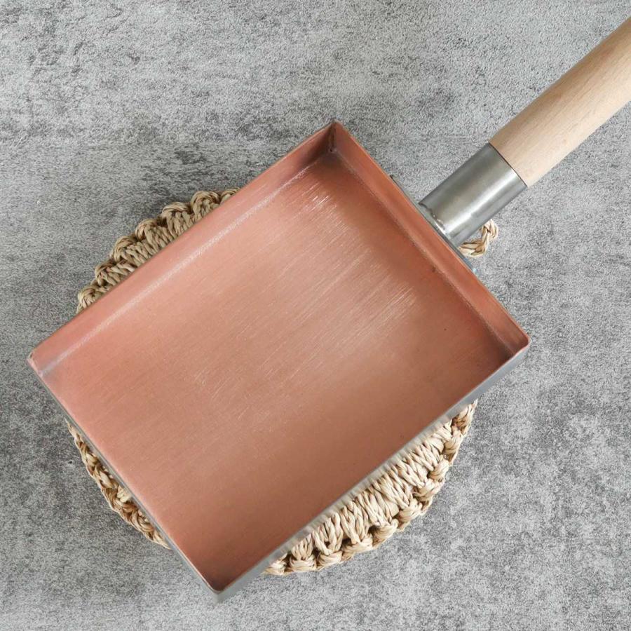純銅製 四角形卵焼き器 取っ手付き フジノス 卵焼き器 13×18cm IH対応 銅 ステンレス二層鋼 こだわりの