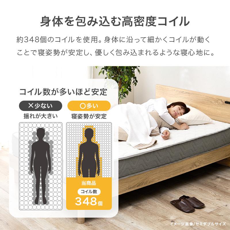 マットレス ポケットコイル ショートセミシングル 寝心地柔らか 圧縮