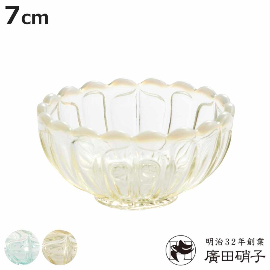 廣田硝子 豆皿 のぞき 雪の花 （ 小鉢 ガラス 日本製 ブルー 古代色