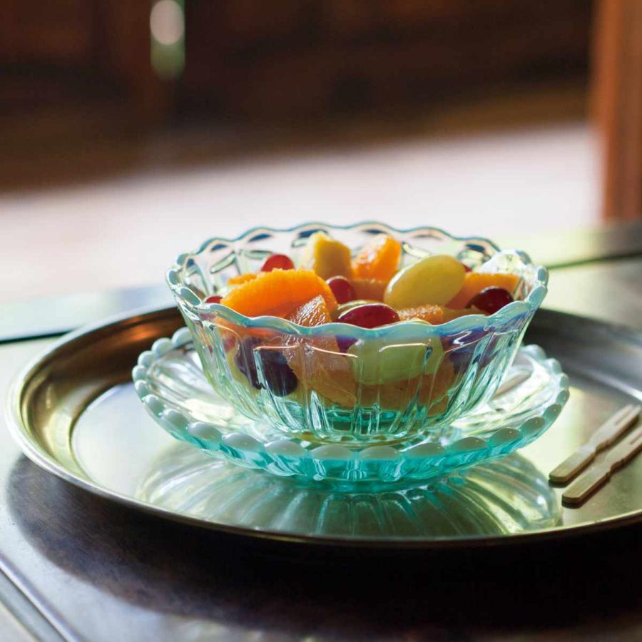 廣田硝子 豆皿 のぞき 雪の花 （ 小鉢 ガラス 日本製 ブルー 古代色