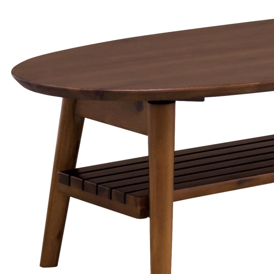 リビングテーブル 幅100cm オーバル形 折りたたみ 収納棚付 コティ2