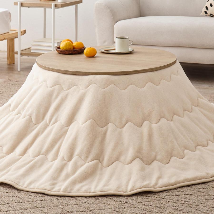 HAGiHARA（萩原） こたつセット 2点セット 円型 幅68cm 大理石調 木目