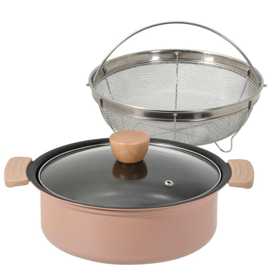 パール金属 卓上鍋 24cm IH対応 ザル付き ガラス蓋付き 両手鍋 （ ガス