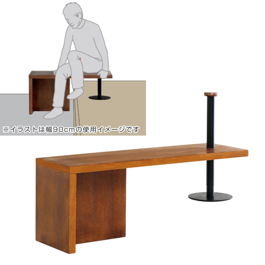 弘益 玄関ベンチ 幅115cm 補助ポール付 框のせ玄関ベンチ 4070