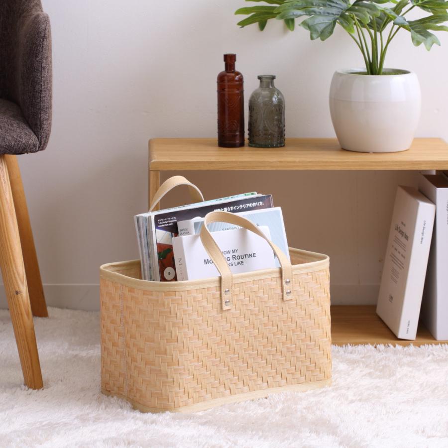 ちどり産業 バスケット クローンバンブー 角型 ハンドル付き 洗える 幅