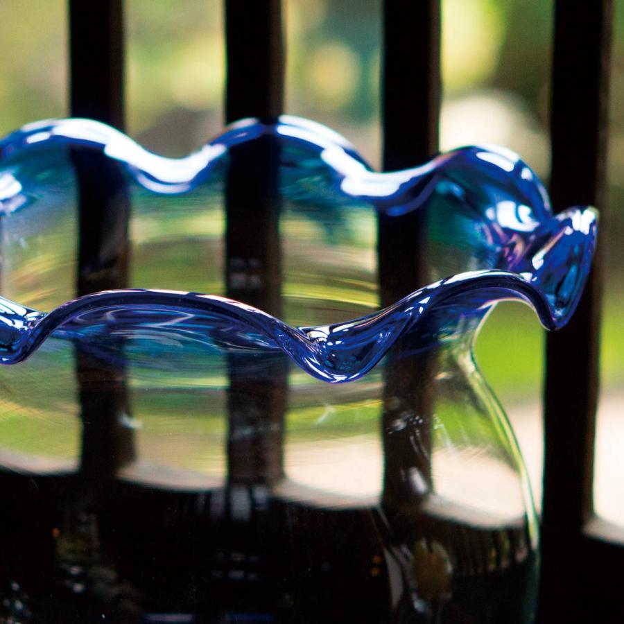 廣田硝子 金魚鉢 青 ガラス （ 水槽 ガラス水槽 ガラス製金魚鉢 鑑賞用