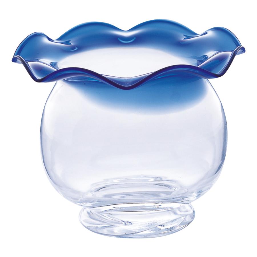 廣田硝子 金魚鉢 青 ガラス （ 水槽 ガラス水槽 ガラス製金魚鉢 鑑賞用