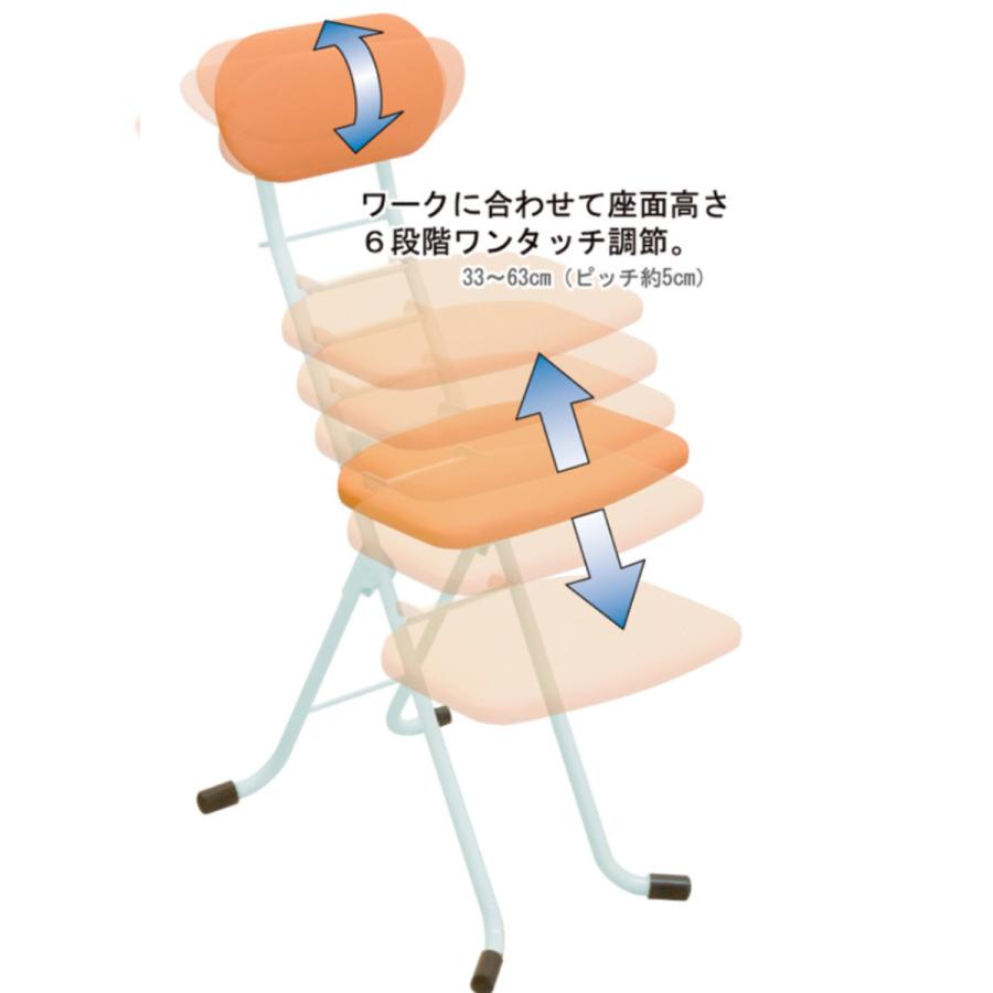 折りたたみチェア ルネセイコウ 折りたたみ椅子 同色2脚セット 座面高33〜63cm 背もたれ