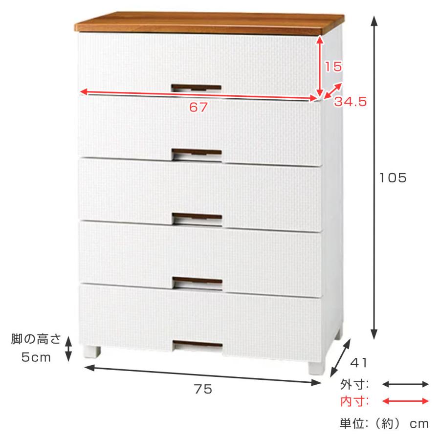 Fits チェスト フィッツプラス メッシュ 5段 幅75×奥行41×高さ105cm