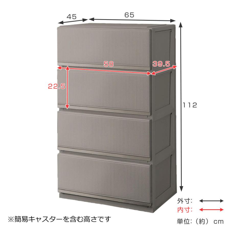 多目的収納ケース　完成品 楽天市場】PROFIX スタイルケース 4段深型 6504 幅65cm （ 送料無料