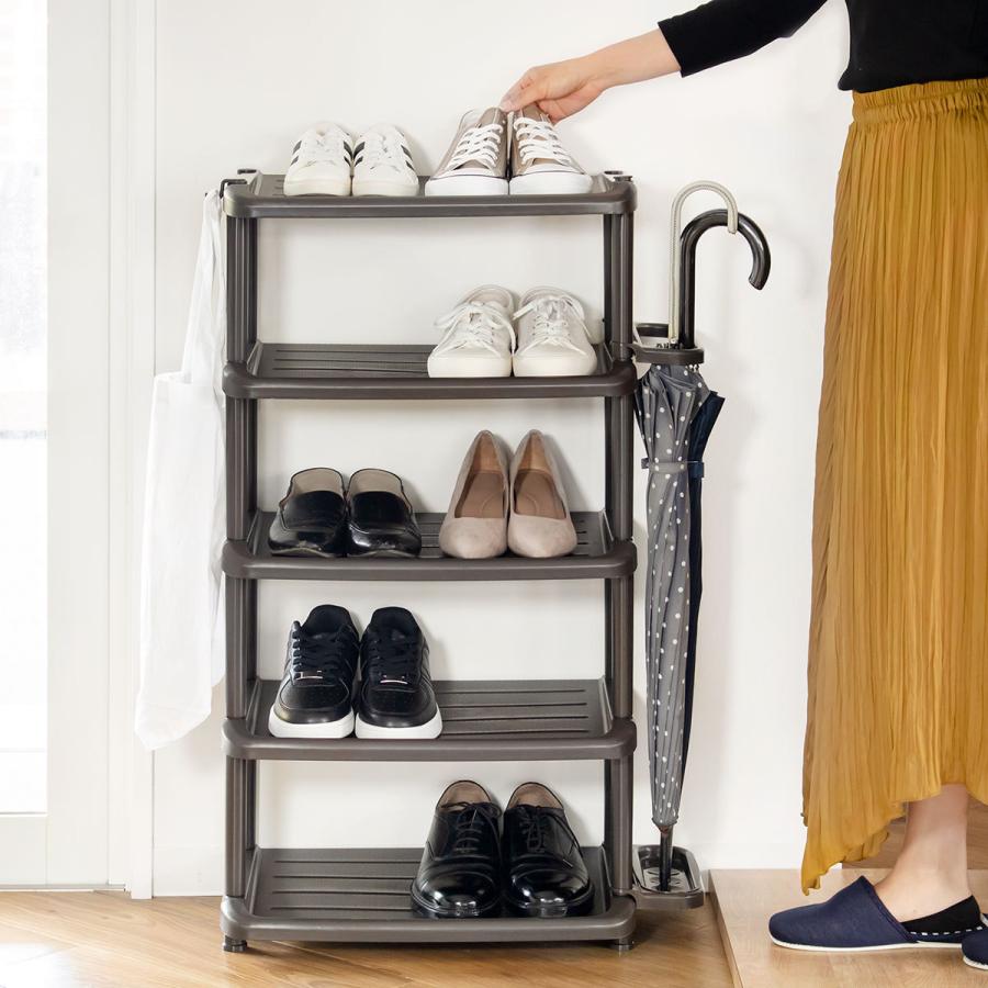 多機能収納　靴棚　傘立て　服掛け　鏡付き　取引限定 g159036]【幅70cm】Tito 傘立て・引き出し付きシューズラック 玄関収納