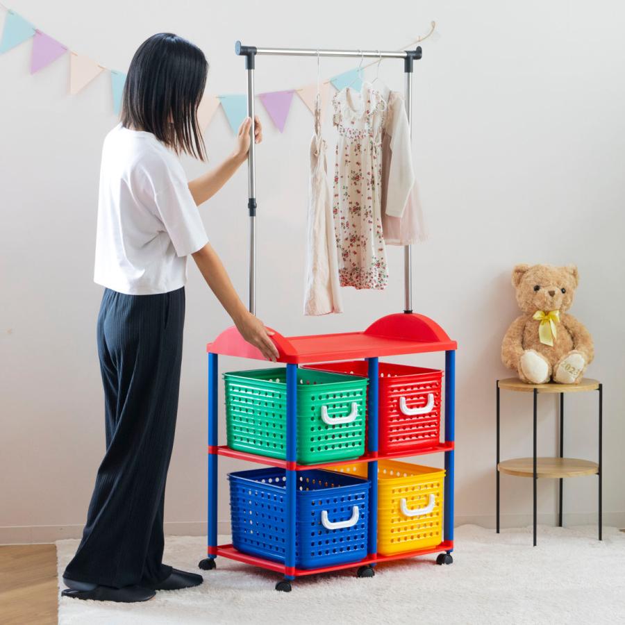 ラタン ハンガーラック 花柄バスケット付き ラタン ハンガーラック 花柄バスケット付き