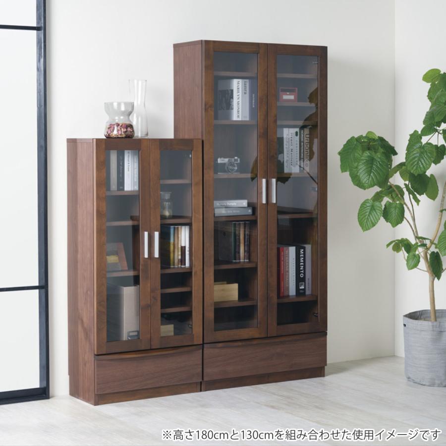 堀田木工所 本棚 幅77.2cm 奥行42cm ロータイプ ガラス扉 日本製 完成