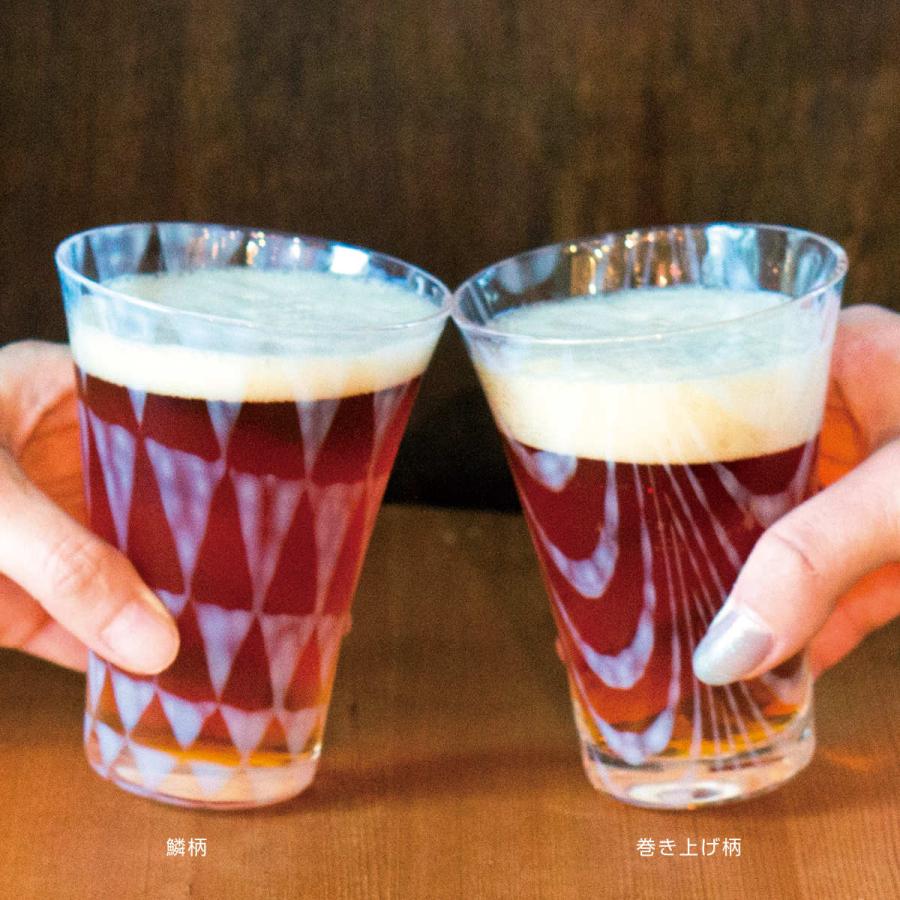 廣田硝子 ビアグラス 220ml 大正浪漫 コップ 鱗＆巻上げ