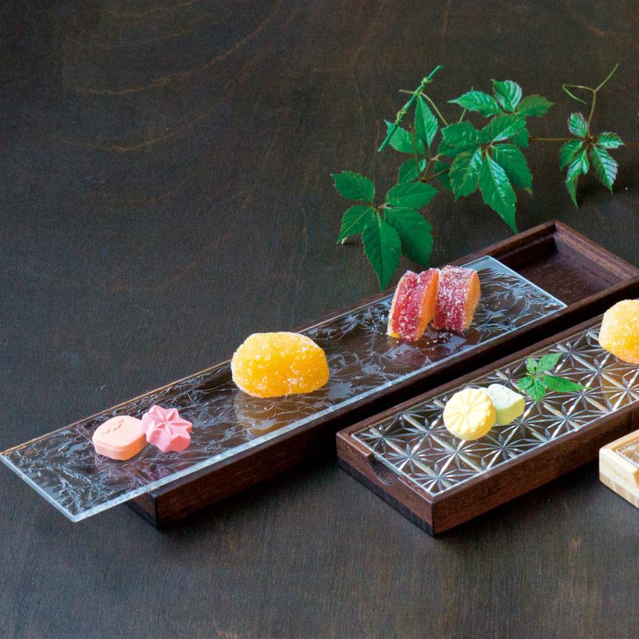 廣田硝子 皿 江戸切子 （ ガラス 日本製 お皿 プレート 桐 木製 角型