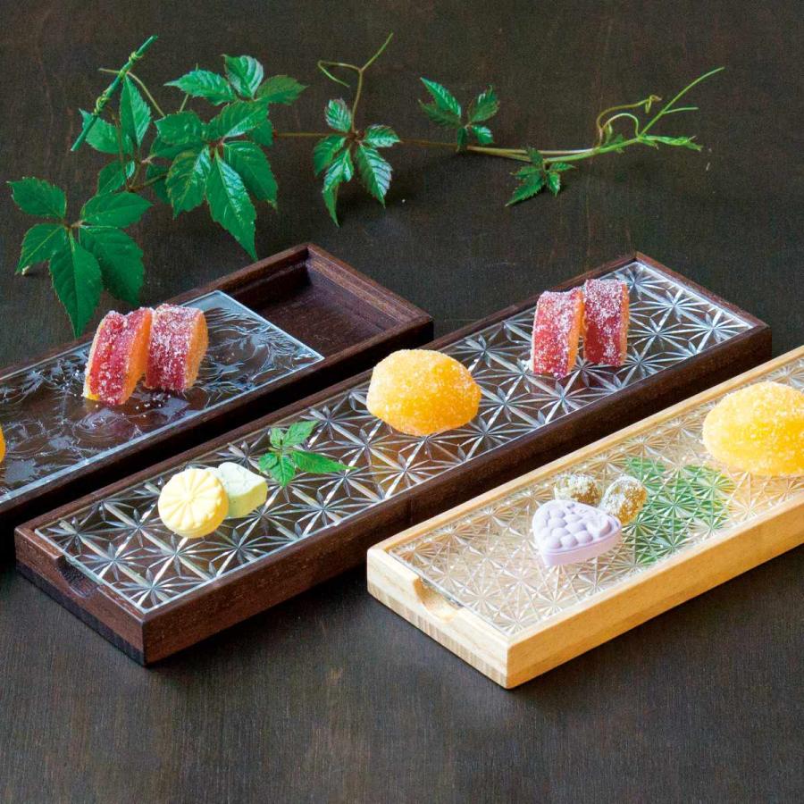 廣田硝子 皿 江戸切子 （ ガラス 日本製 お皿 プレート 桐 木製 角型