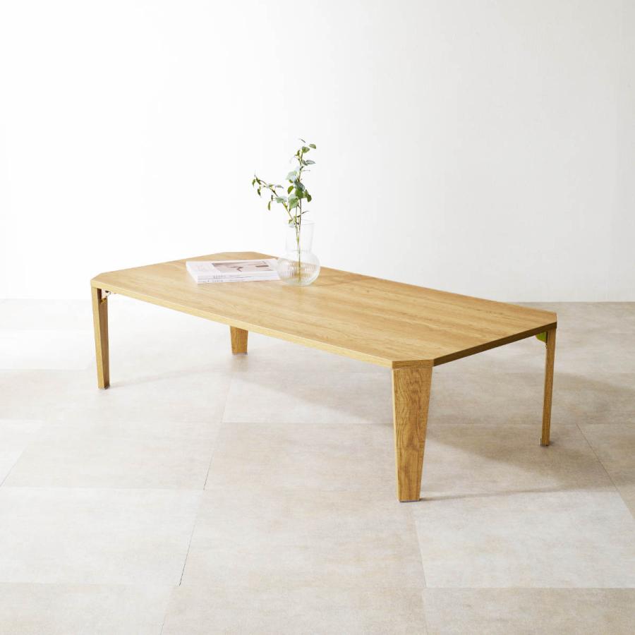 【美品】　折りたたみ座卓 ナチュラル 120x80cm ローテーブル 幅120cm 折りたたみ 座卓 （ 完成品 木目 石目