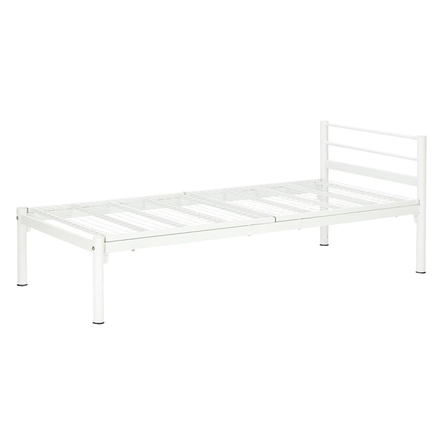 ホワイト シングルベッドフレーム メッシュ 弘益 メッシュベッド シングル ホワイト スチールフレーム （ ベッド