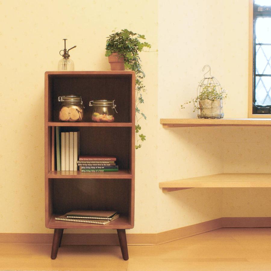 ラック 3段 脚付き 北欧風 天然木 ココア 幅40cm （ 棚 シェルフ