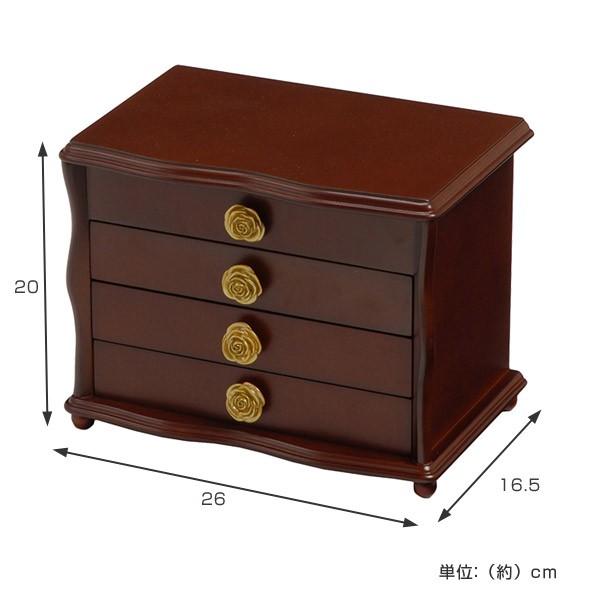 HAGiHARA（萩原） ジュエリーボックス 4段 ミラー付 花型取っ手 幅26cm