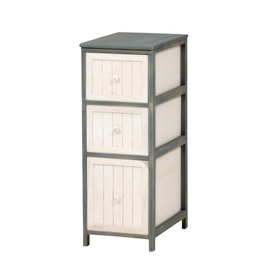 アンティーク調 シャビー ローチェスト 3段パイン材