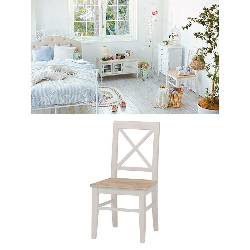 チェア アンティーク調 BROCANTE ホワイトウッド 座面高43cm （ 椅子