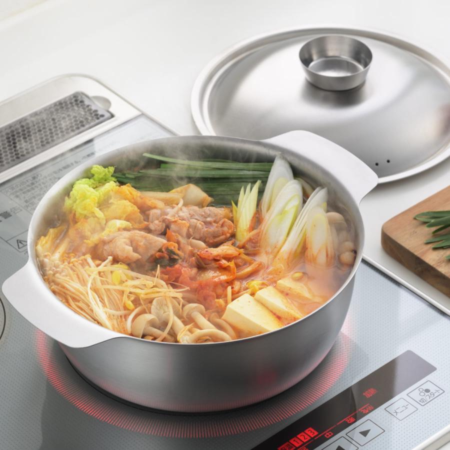 郷技 おでん鍋 22cm IH対応 ステンレス製 日本製 （ 蓋付き ガス火対応