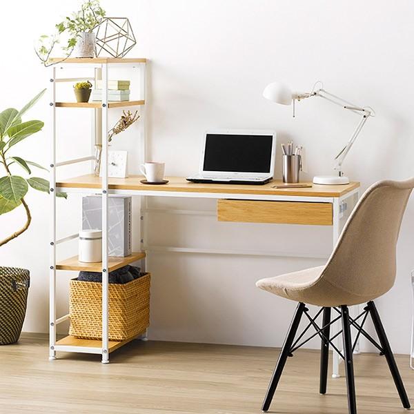 岩附 パソコンデスク 幅120cm ラック付 PCデスク 収納 デスク