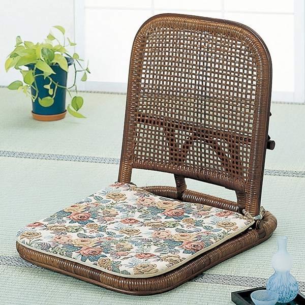 折りたたみ座椅子 ラタン クッション付 籐家具 幅48cm : お弁当グッズ