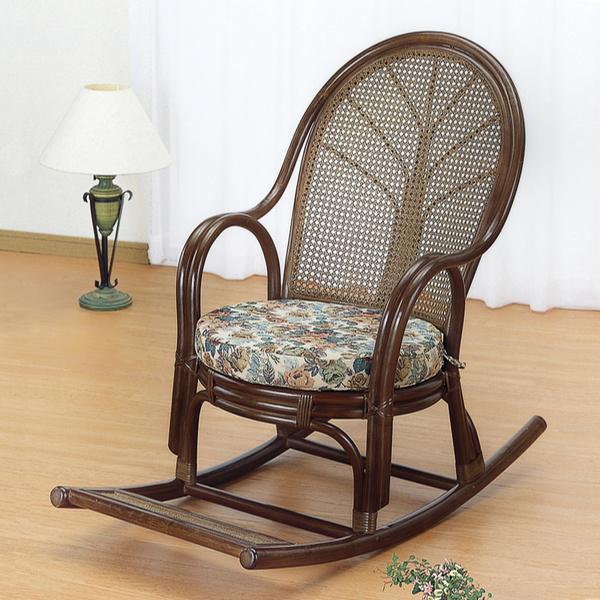 今枝商店 籐 ロッキングチェアー ハイバック 座面クッション付 幅58cm