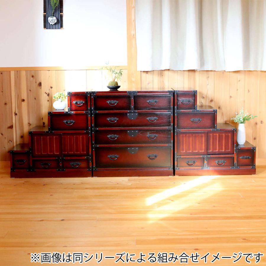 クロシオ 階段箪笥 民芸調 桐製 和タンス 左下がり 幅67cm （ 和風