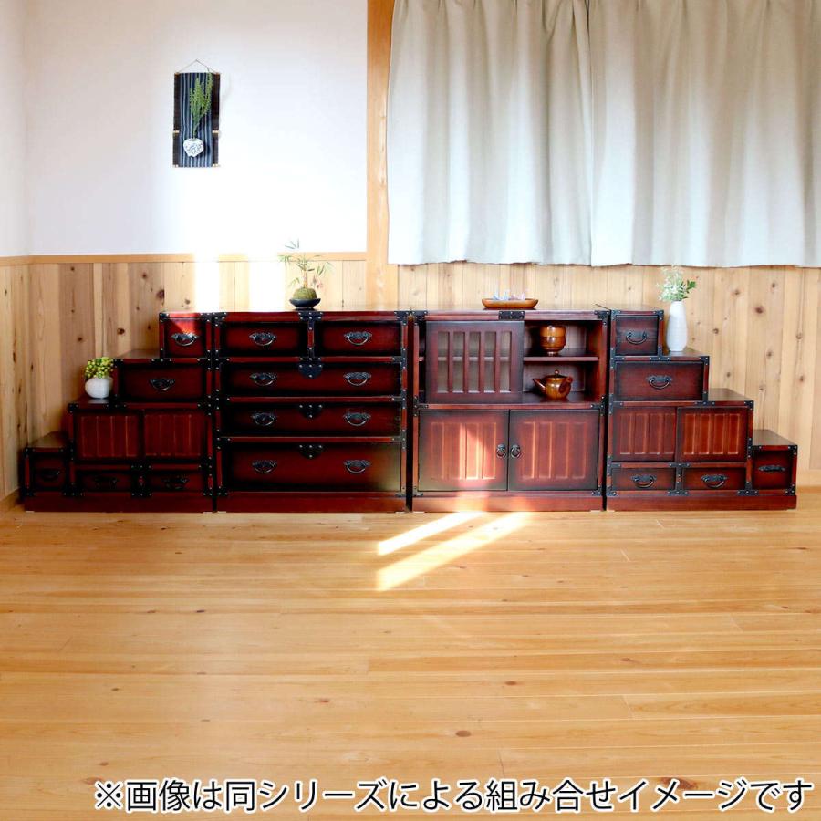 クロシオ 階段箪笥 民芸調 桐製 和タンス 左下がり 幅67cm （ 和風