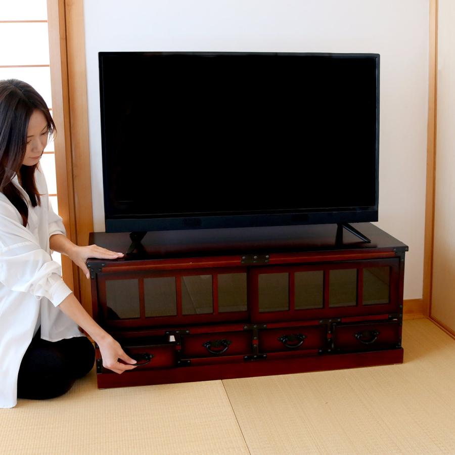 クロシオ テレビ台 民芸調 桐製 和風ローボード 幅100cm （ 和風 TV