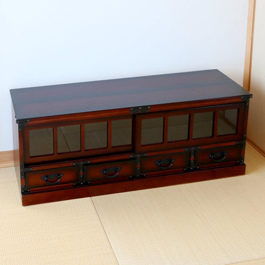 クロシオ テレビ台 民芸調 桐製 和風ローボード 幅100cm （ 和風 TV