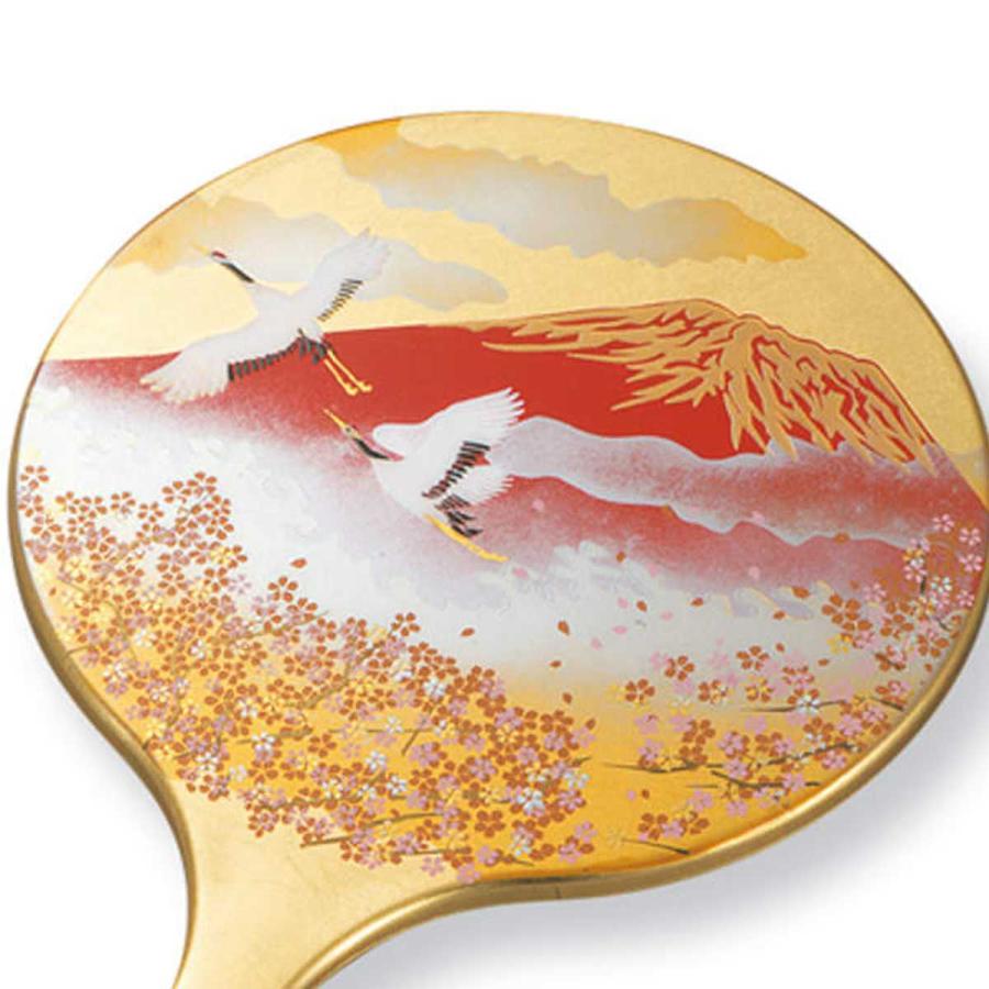 手鏡 雅手鏡 中 箔工芸 山中塗 和風 （ 和柄 ミラー かがみ 鏡 ハンド