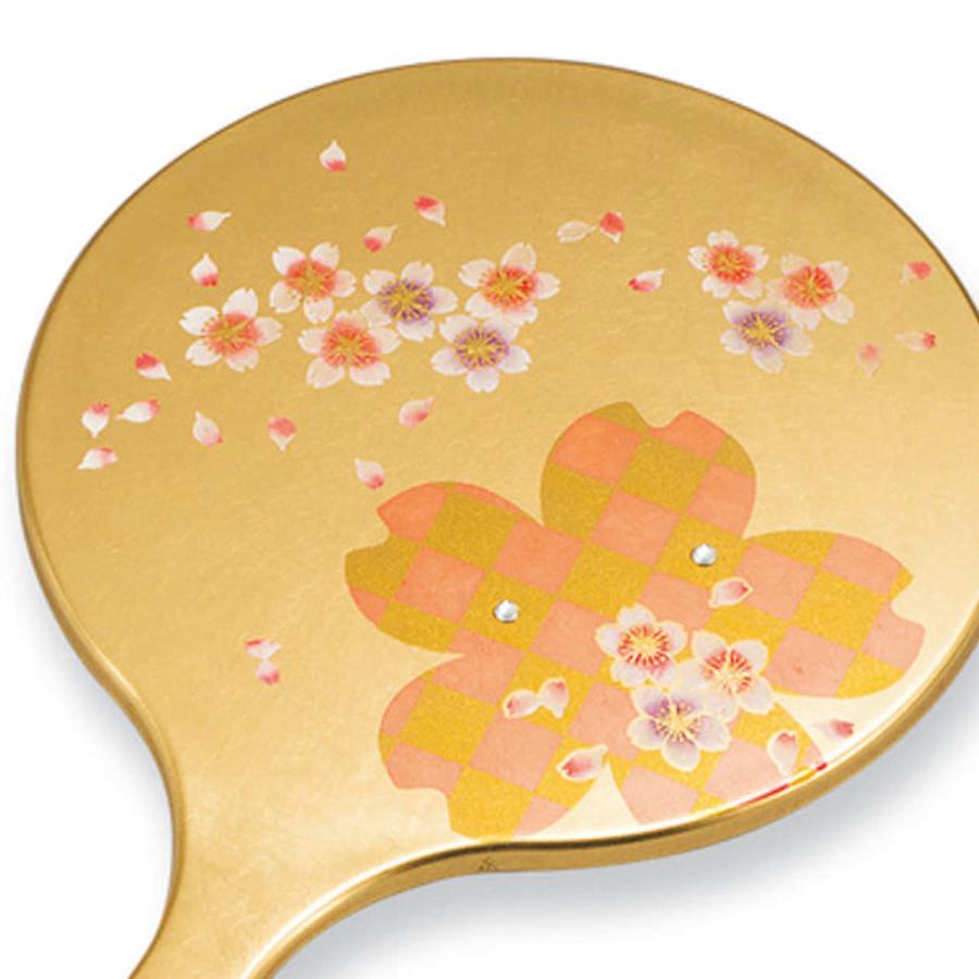 手鏡 雅手鏡 中 箔工芸 山中塗 和風 （ 和柄 ミラー かがみ 鏡 ハンド