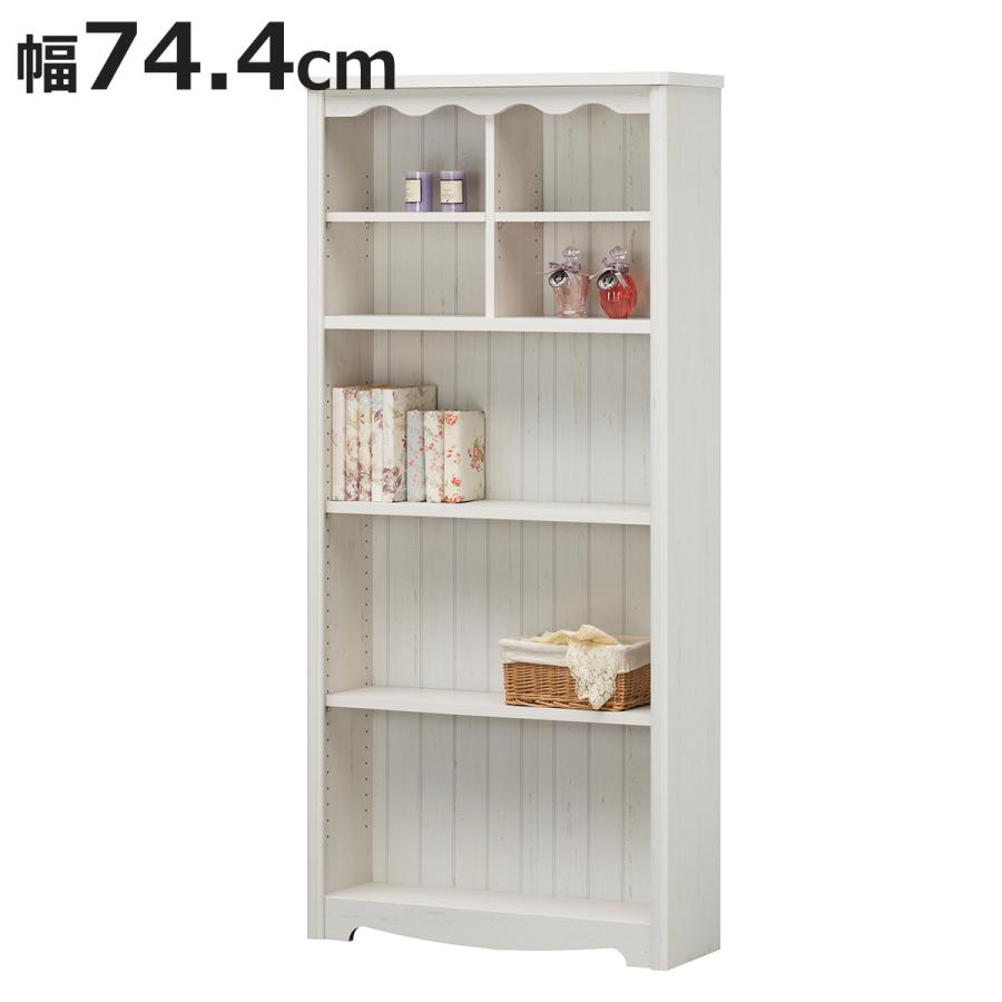 白井産業 オープンラック 幅74.4cm 5段 モンシェリーヌ 白家具 木製