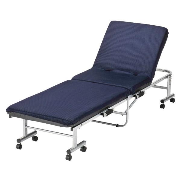 ロビン　ワンタッチベッド　ネイビー　6段階　キャスター付き 折りたたみベッド ワンタッチベッド スリムタイプ （ ベッドフレーム