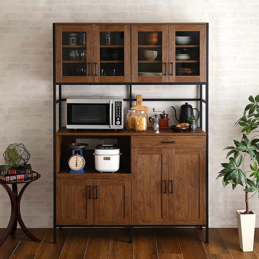 ホームテイスト（HOME taste） 食器棚 幅122.6cm 木目調 2口コンセント