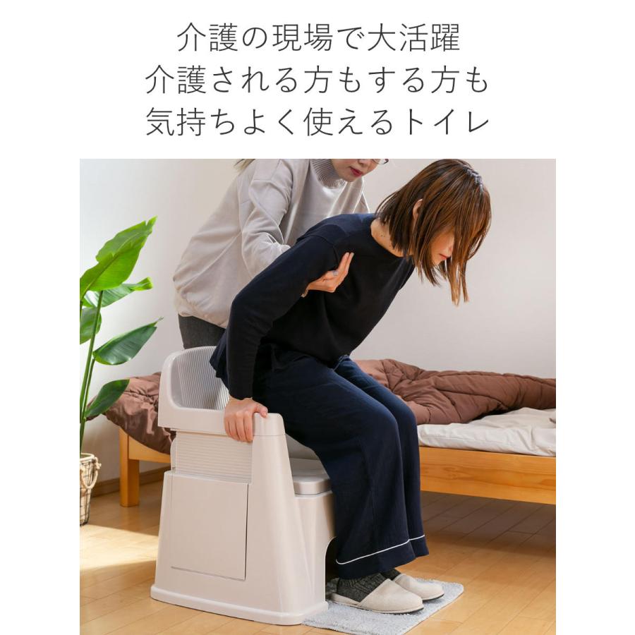 TONBO（新輝合成） ポータブルトイレ 背もたれ型 バケツ付き 介護
