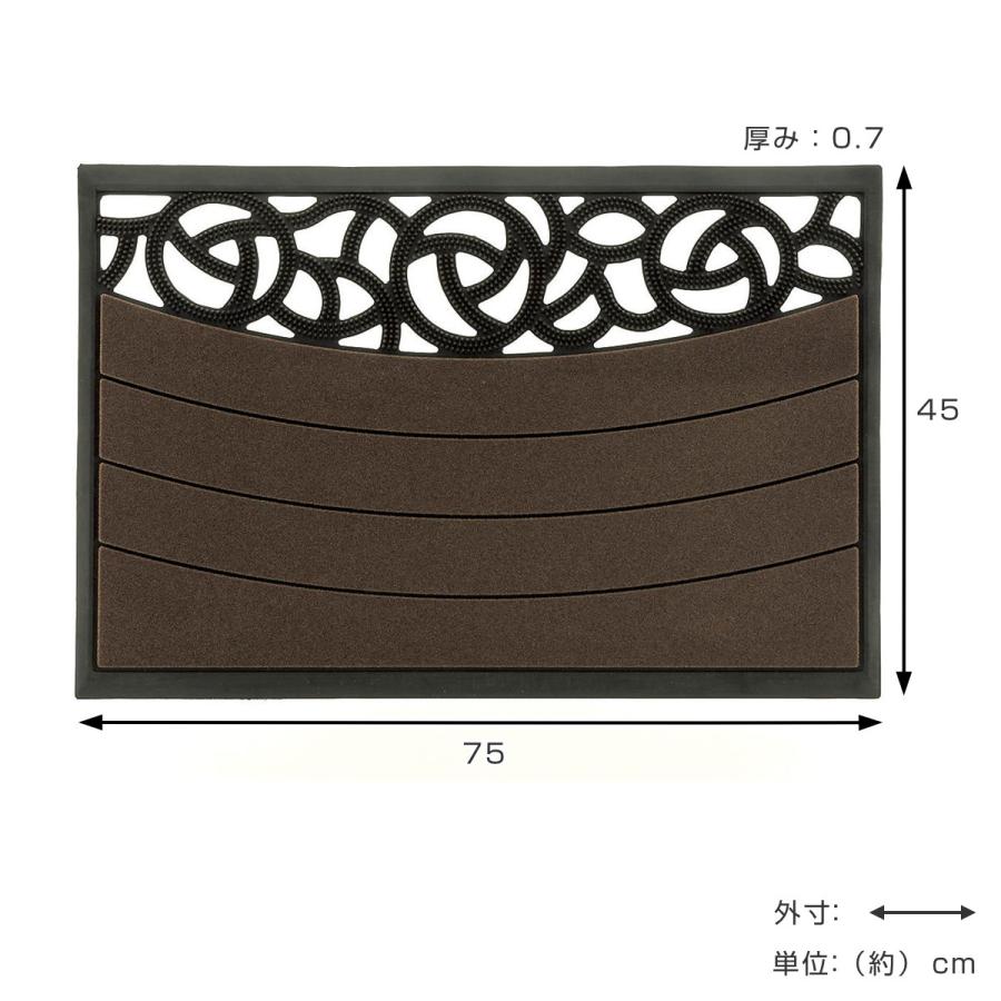 玄関マット 屋外 スクエア ローズ S 75×45cm （ 洗える エントランス
