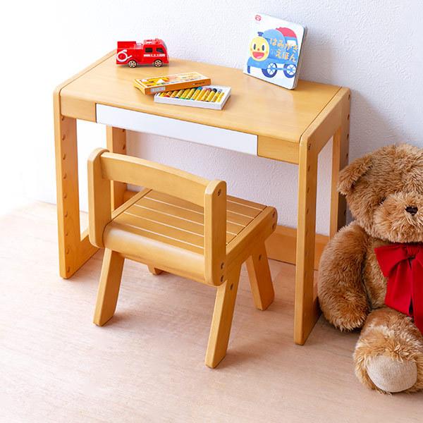 ハンドメイド キッズチェア&キッズデスク（チーク色×ホワイト） ICHIBA（市場） 子供 キッズデスク チェア 軽量 子ども椅子 2歳 幼児