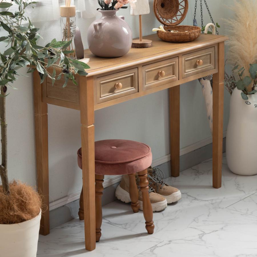 東谷 コンソールデスク 幅100cm 天然木 アンティーク調