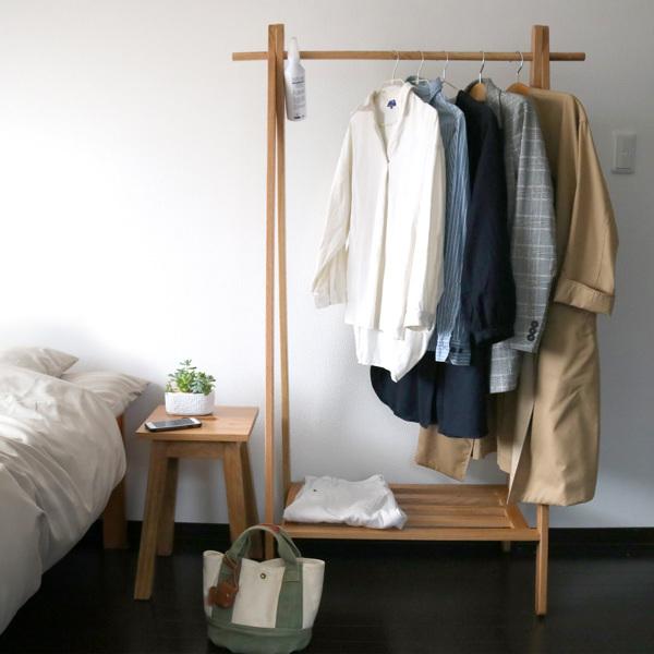 東谷 ハンガーラック 木製 天然木 オーク材 幅89cm （ コートハンガー