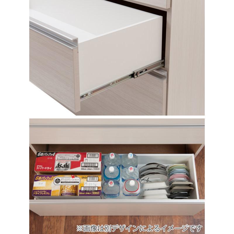 キッチンカウンター 幅110cm 上段引出し3杯 木目調タイプ ステンレス
