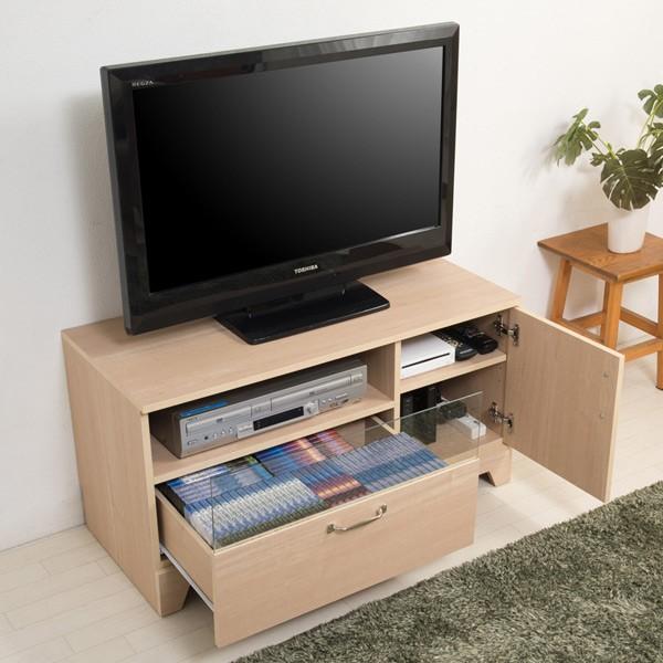 テレビ台 ローボード ガラス窓付 ナチュラルテイスト 幅90cm （ テレビ