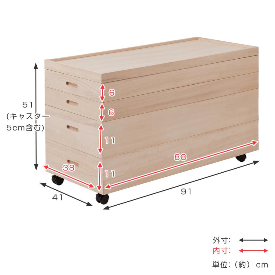 桐 衣装ケース 4段 衣装箱 キャスター付 隅金具なし 高さ51cm （ 完成品 桐衣装箱 衣装箱 衣装ケース 天然木 木製 ）｜colorfulbox｜03