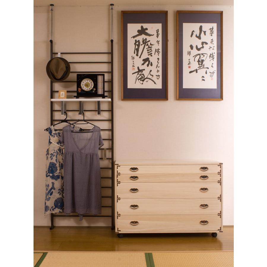 桐箪笥　桐タンス 5段　着物たんす　和装　収納　幅100×高さ43×奥行き44 桐チェスト 幅99.5cm 5段 隅金具 キャスター付 （ 桐たんす 桐 タンス