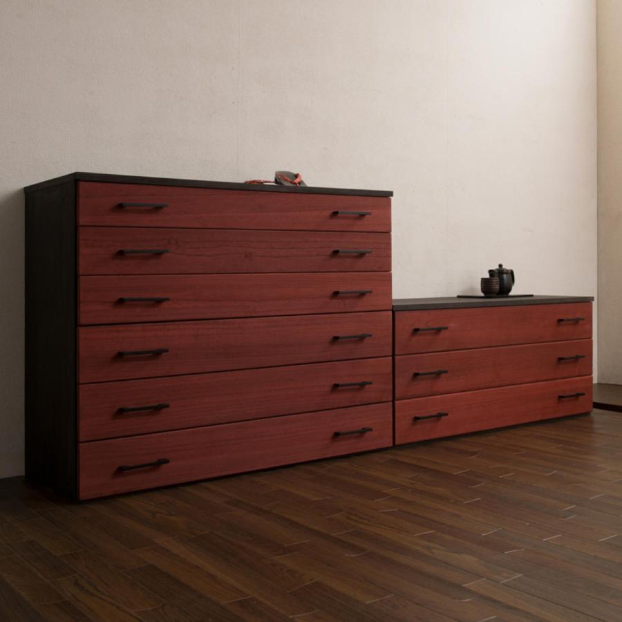 桐タンス 3段 桐チェスト 和モダン 朱雀 上置き用 幅98cm （ タンス